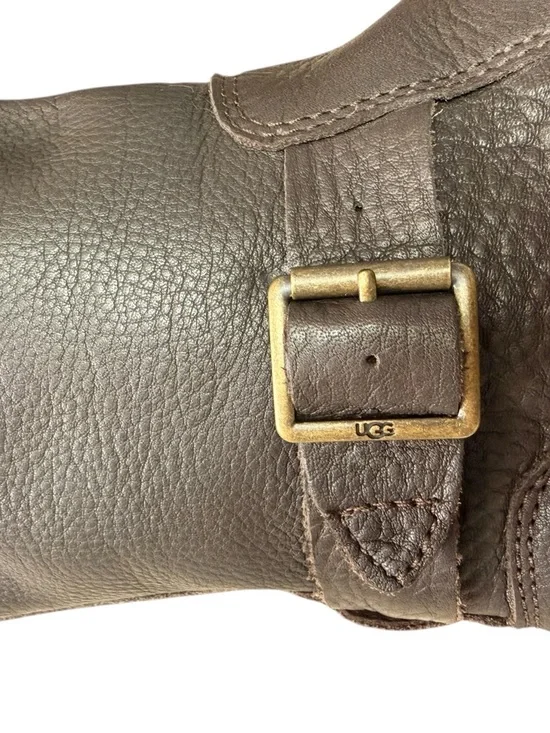 UGG Tall Dark Brown Riding Boots with Buckle Detail - Picture 5 of 11